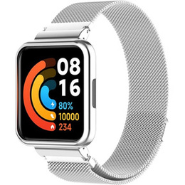 Pasek Bransoleta Milanese z Etui do Xiaomi Redmi Watch 2 Lite, Srebrny