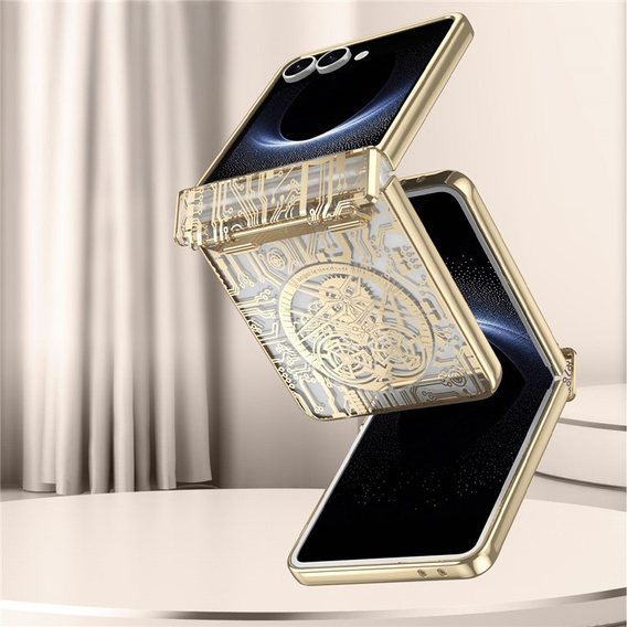 Etui do Samsung Galaxy Z Flip7 5G, Mechanical Legend, złote