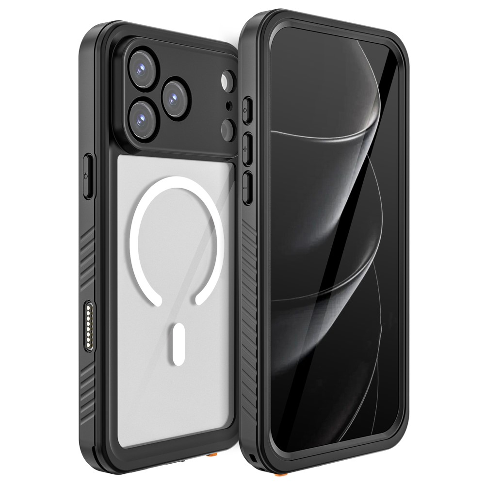 Etui Wodoodporne IP68 do iPhone 17 Pro Max, Redpepper, do MagSafe, przezroczyste z czarną ramką