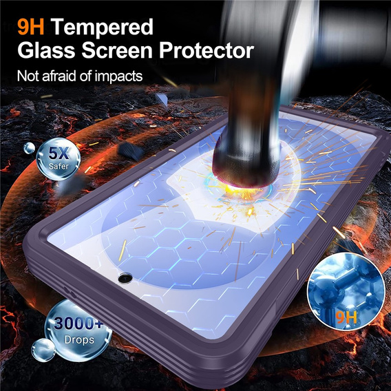 Etui do Samsung Galaxy S26 Plus, Shockproof, ze szkłem, do MagSafe, fioletowe