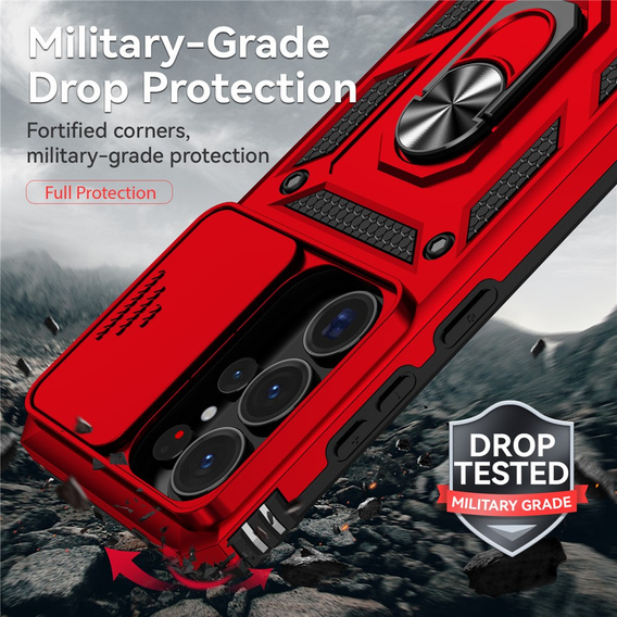 Etui pancerne do Samsung Galaxy S26 Ultra, CamShield Slide, czerwone
