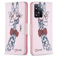 Etui z klapką do OPPO A57 / A57s, Wallet, Giraffe różowe