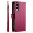 Etui z klapką do Samsung Galaxy S25 Edge, Wallet Zipper Pocket, czerwone