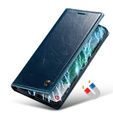 Etui z klapką CASEME do Samsung Galaxy S21 FE, Waxy Textured, niebieskie