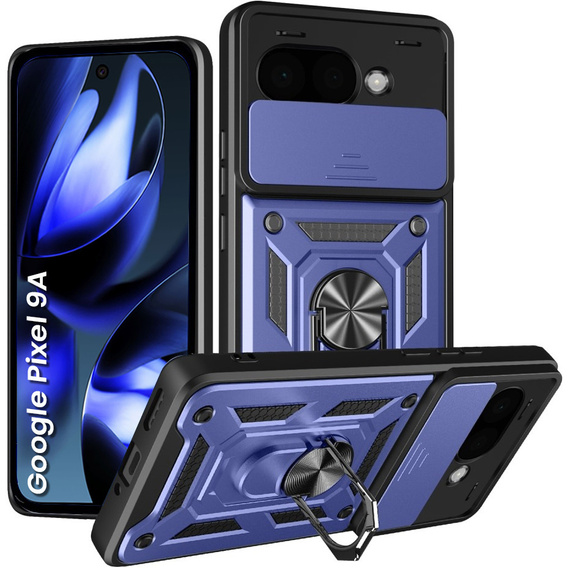 Etui pancerne do Google Pixel 9A, CamShield Slide, niebieskie