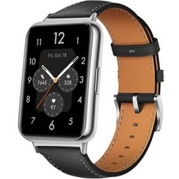 Pasek Skórzany do Huawei Watch Fit 2, z przeszyciami, Czarny