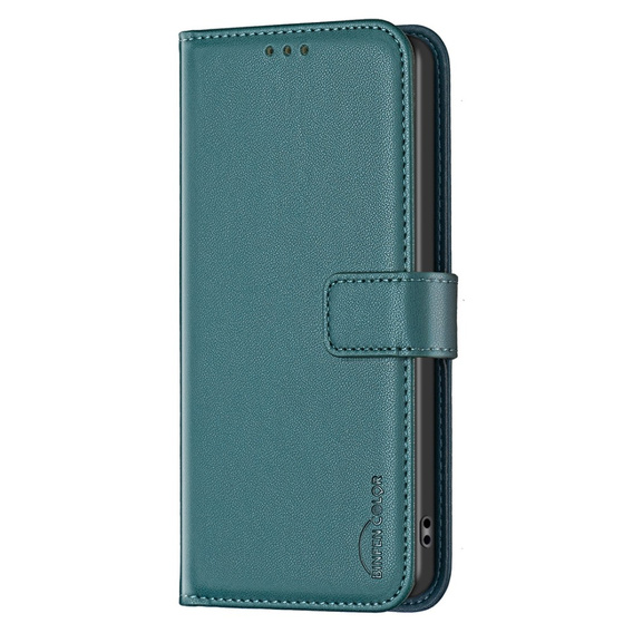 Etui z klapką do Samsung Galaxy A25 5G, BINFEN Wallet, zielone + szkło 9H