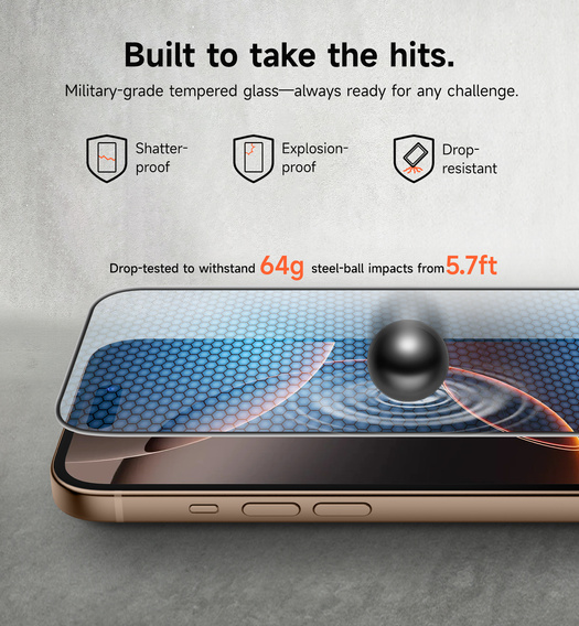 2x SURITCH Szkło Hartowane do iPhone 16 Pro Max, przezroczyste