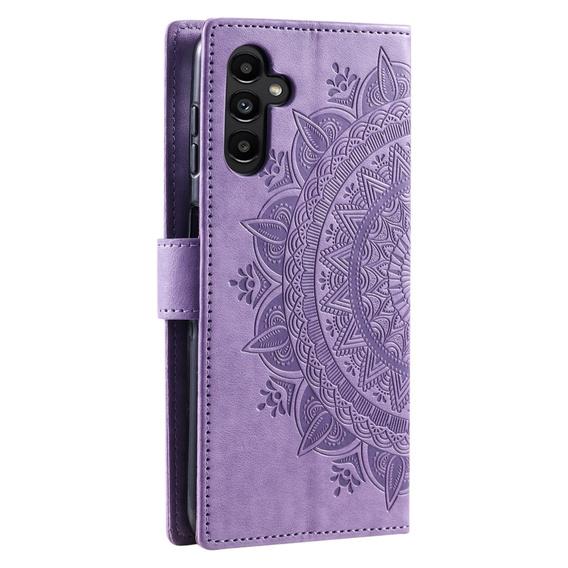 Etui z klapką do Samsung Galaxy A15, Mandala Flower, fioletowe + szkło 9H