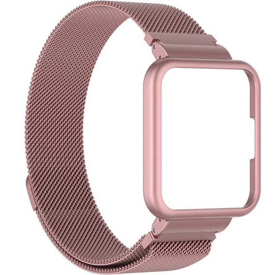 Pasek Bransoleta Milanese z Etui do Xiaomi Redmi Watch 2 Lite, Różowy