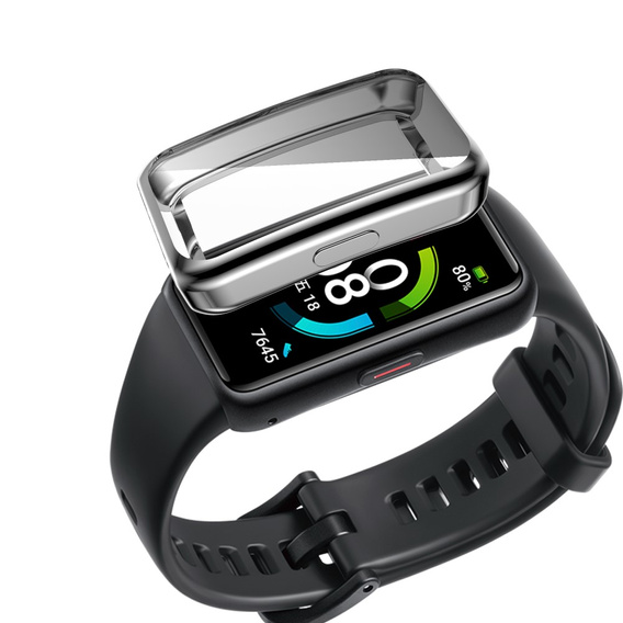 2w1 Etui z osłoną na ekran do Huawei Band 6/7, Srebrne
