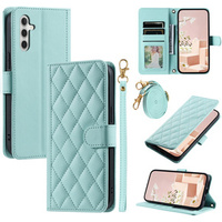 Etui z klapką do Samsung Galaxy A55 5G, Rhombus Crossbody Leather, zielone