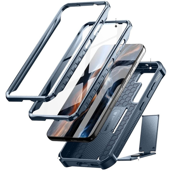 Etui pancerne do Samsung Galaxy S23 FE, Dexnor Full Body (Two Frames), granatowe