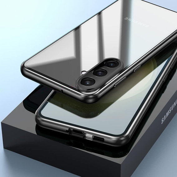 Etui do Samsung Galaxy A17 5G, Magnetic Dual Glass, przezroczyste z czarnymi rantami