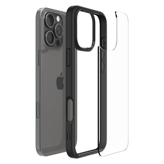 Etui Spigen do iPhone 16 Pro Max, Ultra Hybrid, przezroczyste / czarne + Szkło Hartowane 9H