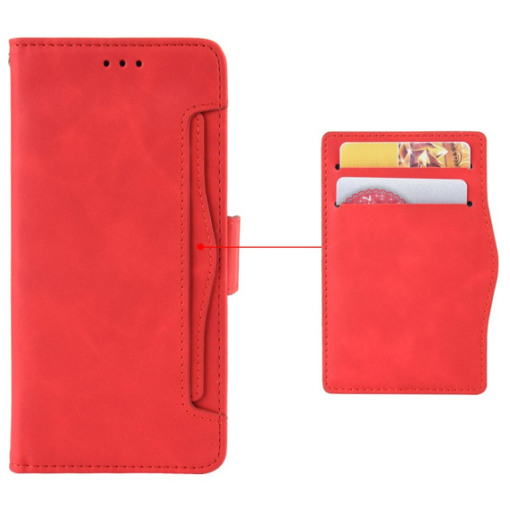 Etui z klapką do Motorola Edge 50 Fusion 5G, Card Slot, czerwone