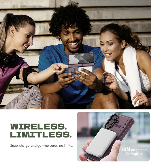 Etui pancerne do Samsung Galaxy Z Fold7 5G, Dexnor Magnetic, do MagSafe - fioletowe