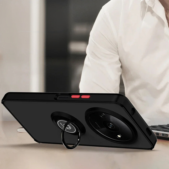 Etui silikonowe do Xiaomi Redmi A3, z ochroną aparatu, przezroczyste / czarne