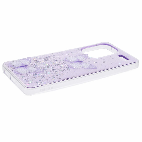 Etui do Xiaomi Redmi Note 13 Pro+, Glitter Butterfly, fioletowe