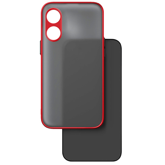 Etui silikonowe do Oppo A78 5G, z ochroną aparatu, przezroczyste / czerwone
