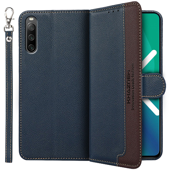 Etui z klapką do Sony Xperia 10 IV, KHAZNEH RFID Case, niebieskie