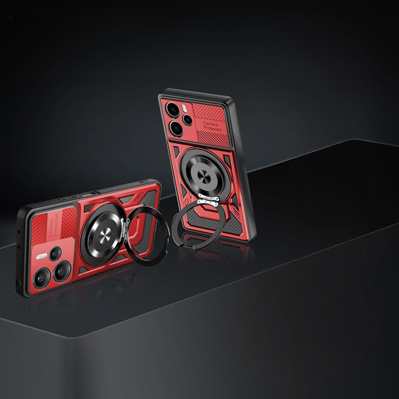 Etui Magnetyczne z Podstawką do Xiaomi Redmi Note 14 4G – Czerwone
