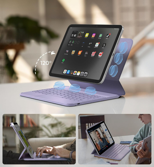 Etui z klawiaturą do iPad 11" 2025 A16 (11 gen.) / iPad 10.9" 2022 (10 gen.), Dexnor Magnetic Keyboard Touchpad, fioletowe