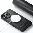 Etui Suteni MagSafe do iPhone 16 Pro Max – czarne, skórzane, magnetyczne, z funkcją podstawki