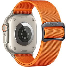Pasek Nylonowy do Apple Watch 1/2/3/4/5/6/7/8/9/10/11/SE Ultra 1/2/3 42/44/45/46/49mm, elastyczny, Pomarańczowy