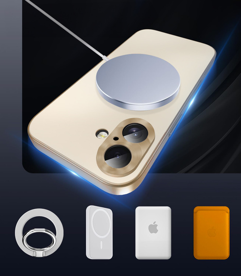 Etui do iPhone 17, ze szkłem prywatyzującym, do MagSafe – złote