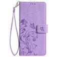 Etui z klapką do Motorola Moto E14, Butterflies, fioletowe