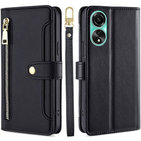 Etui z klapką do Oppo A78 4G, Wallet Zipper Pocket, czarne