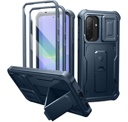 Etui pancerne do Samsung Galaxy A36 5G, Dexnor Kickstand Cam Protector, niebieskie