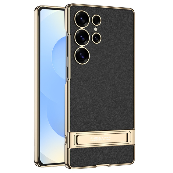 Etui do Samsung Galaxy S25 Ultra, Electro Frame Leather, z podstawką, czarne