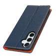 Etui z klapką do Samsung Galaxy S25+ Plus, Litchi Skin Grain, granatowe