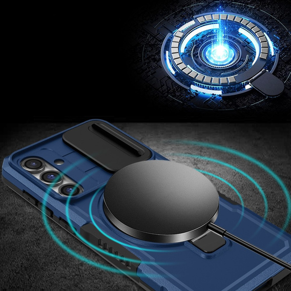 Etui pancerne do Samsung Galaxy S23 FE, CamShield MagSafe, niebieskie