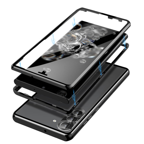 Etui do Samsung Galaxy S23, Magnetic Dual Glass, czarne