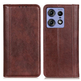 Etui z klapką do Motorola Edge 50 Pro, Split Leather, brązowe