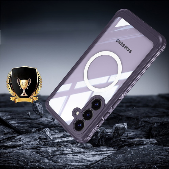 Etui do Samsung Galaxy S25 FE, Shockproof, ze szkłem, do MagSafe, fioletowe