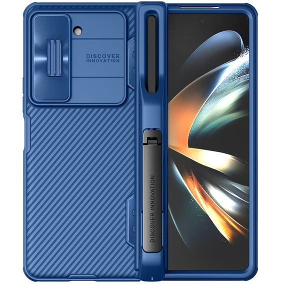 Etui NILLKIN do Samsung Galaxy Z Fold5 5G, CamShield Pro Pen Slot, Z podstawką, niebieskie