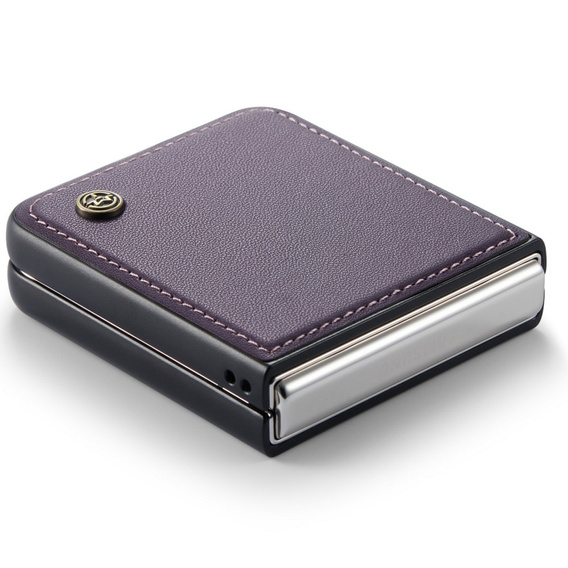 Etui do Samsung Galaxy Z Flip7 FE / Z Flip6, CASEME Litchi Leather, fioletowe