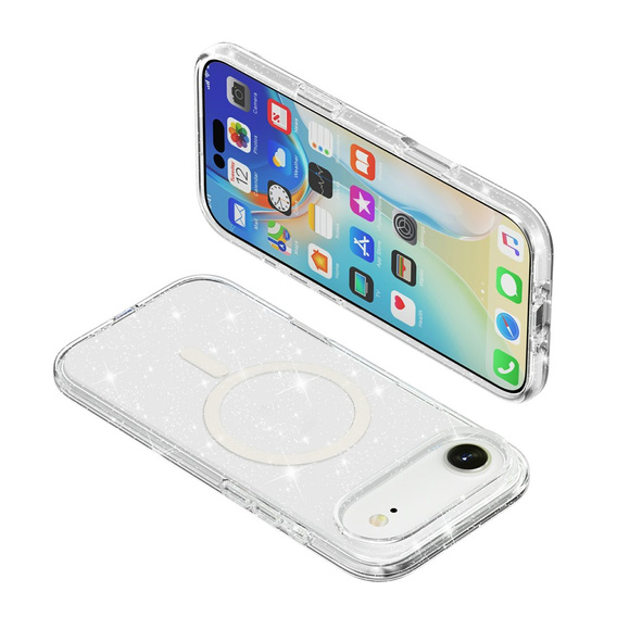 Etui do iPhone Air, do MagSafe, brokatowe, przezroczyste