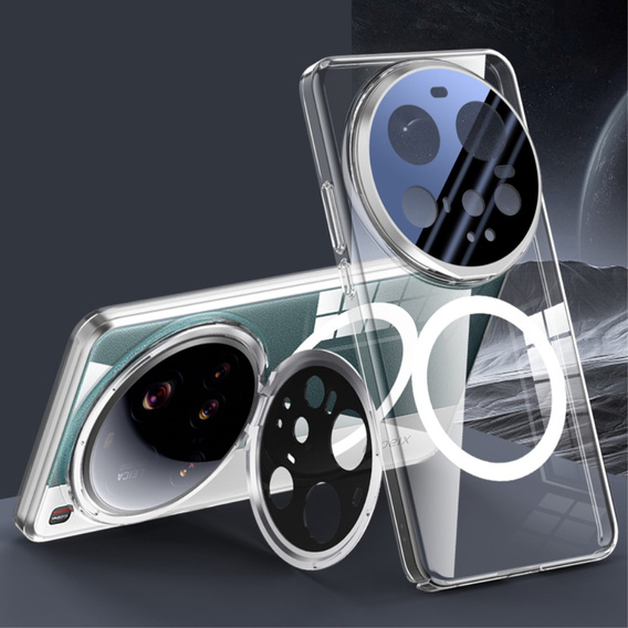 Etui do Xiaomi 15 Ultra, Clear Kickstand Hard Case, do MagSafe, przezroczyste