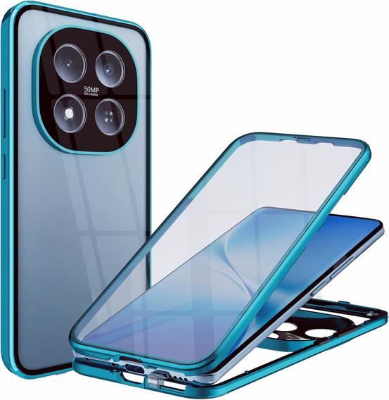 Etui do Xiaomi Redmi Note 15 Pro Plus 5G / Poco M8 Pro 5G, Magnetic Dual Glass, niebieskie