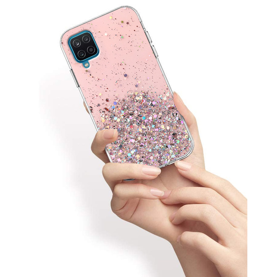 Etui do Samsung Galaxy A12 / M12 / A12 2021, Glittery, różowe