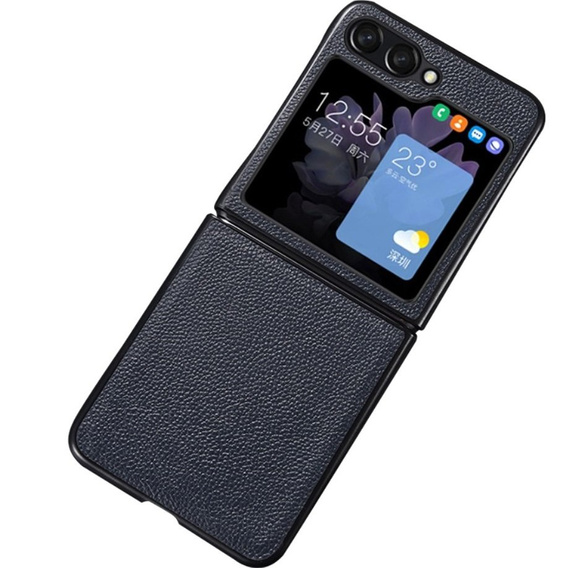 Etui skórzane do Samsung Galaxy Z Flip5 5G, Granatowe