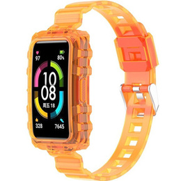 Pasek Silikonowy do Huawei Band 8 / Huawei Band 9 / Huawei Band 10, Przezroczysty Pomarańczowy