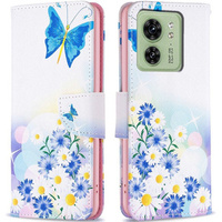 Etui z klapką do Motorola Edge 40 5G, Wallet, Butterfly & Flowers białe