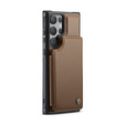 Etui z klapką CASEME do Samsung Galaxy S25 Ultra, Litchi Wallet, brązowe