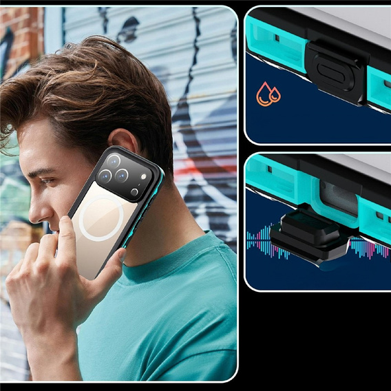 Etui Wodoodporne IP68 do iPhone 17 Pro, SHELLBOX MagSafe, niebieskie